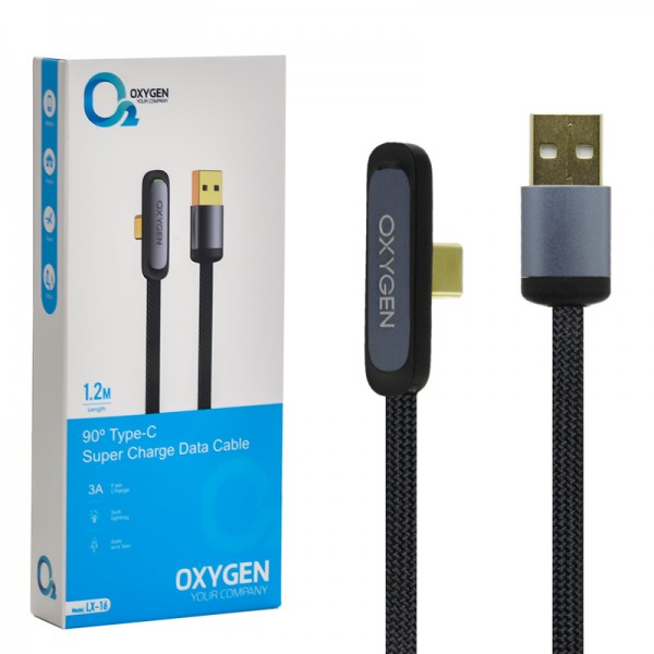 کابل-تایپ-سی-type-c-سری-90-درجه-اکسیژن-oxygen-طول-12-متر-مدل-lx-16