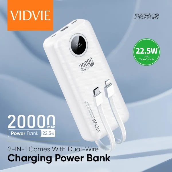 پاور بانک 20000mah 22.5Wمدل PB7018 برند VIDVIE/ویدوی با گارانتی